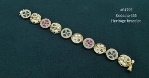Bracelet Kundan Sovereign plaqué or, pierres Kundan, laiton, bijoux ethniques Kundan pour mariage et fêtes. - Product Image 3