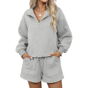 Ensembles Athleisure Personnalisés : Survêtements en Coton Deux Pièces, Ensemble Hoodie et Short Effet Délavé au Soleil - Product Image 5