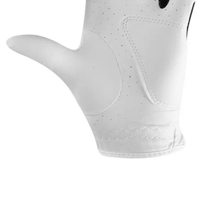 Guantes de Golf de Rendimiento Híbrido |   Palma de cuero genuino blanco con expansión de nudillos elásticos negros |   Ropa de Golf Transpirable y de Ajuste Suave - Product Image 4