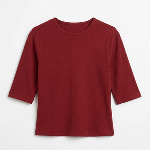 Women's Crew Neck Breathable Eco-Friendly Quick Dry Leisure Top with Slim Fit 100% Cotton Jersey for Everyday Wear <b>Spring</b>/Summer - Product Image 3