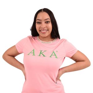 Camiseta AKA Jacquard de Color Rosa para Mujer, Cuello Redondo, Manga Corta, Algodón Suave, Informal, Premium, a la Moda - Product Image 4
