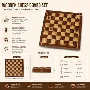 Handcrafted <b>Wooden</b> <b>Chess</b> <b>Set</b> Folding <b>Chess</b> Board Strategy Board Game with <b>Wooden</b> Pieces - Product Image 5