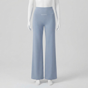 Pantalon droit mi-taille pour femme REDDITO, longueur intégrale, couleur unie, respirant, en velours côtelé tricoté, coupe régulière, séchage rapide - Product Image 1