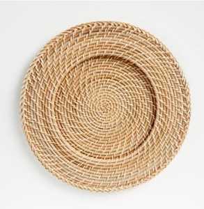 Tazón redondo de ratán tejido, plato de servir de caña natural, tazón decorativo para la mesa de comedor, decoración del hogar, multiusos - Product Image 4
