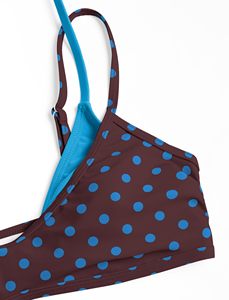 Ensemble bikini à pois pour femmes, maillot de bain double couche à col licou, colorblock, avec liens latéraux, 2 pièces - Product Image 3