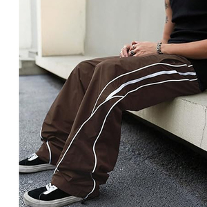 DIGGA CREATIONS Pantalon de survêtement pour homme en polyester/nylon marron, taille élastique avec cordon de serrage, imperméable, respirant, léger, décontracté - Product Image 4