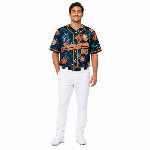 Camiseta de Béisbol Sublimada Personalizada con Estampado Tropical, Uniforme Deportivo Transpirable con Botones, Camiseta de Béisbol Personalizada al por Mayor - Product Image 3