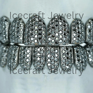 Grillz de luxe noirs faits à la main de qualité supérieure, couvre-dents complets, bijoux en gros d'usine OEM ODM - Product Image 1