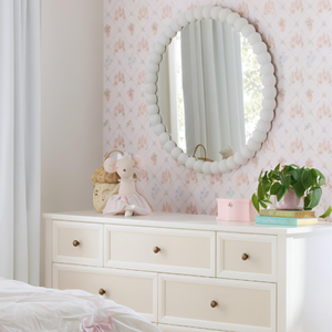 Miroir mural rond en bois sculpté Smart Art avec cadre décoratif en MDF blanc, miroir d'appoint moderne pour salon, couloir - Product Image 3