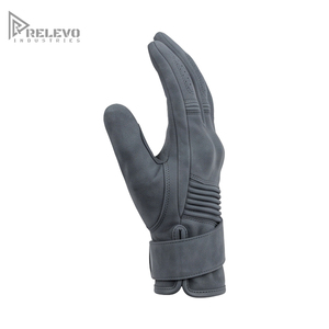 Custom Vintage Grey Suede Leather Motorcycle Gloves, Concealed Moulded Knuckle Biker Gloves Accordion Flex Perforated <b>Fingers</b> - Product Image 2