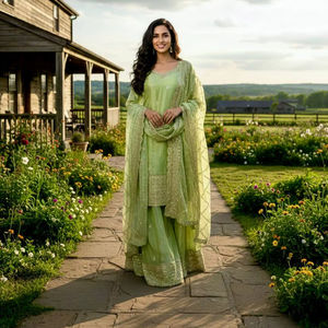 Ensemble Lehenga rose à broderies lourdes avec dupatta – Tenue ethnique pour femme, idéale pour mariages et festivals - Product Image 1