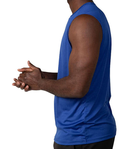 Camiseta Deportiva sin Mangas para Hombre, Azul, Transpirable, de Poliéster, Cuello Redondo, Secado Rápido, Color Sólido, Informal, Estilo Musculoso - Product Image 3