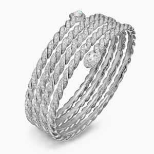 Women Rhodium Plated Alloy Cuff <b>Bracelet</b> With Pear Cut Diamond Channel Setting Classic Wedding Jewelry - Product Image 3