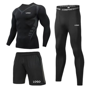 Custom <b>Mens</b> Long Sleeve <b>Compression</b> Set Quick Dry <b>Compression</b> <b>Shirt</b> and Shorts Breathable Moisture Wicking Gym Running Training - Product Image 2