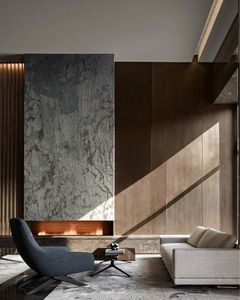 Revêtement mural flexible en pierre 100 % naturelle gris argenté translucide, personnalisable, durable, pour décorations intérieures et extérieures, en forme de bloc - Product Image 4