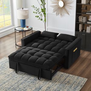 4-in-1 nero trapuntato Loveseat divano divano regolabile schienale cuscini tasche letto estraibile Multi-funzionalità - Product Image 3
