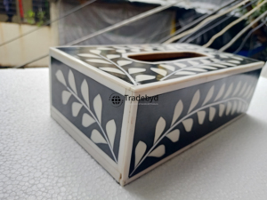 Caja y Soporte para Pañuelos de Diseño Artesanal con Incrustaciones de Hueso Ecológicas de Primera Calidad, Decoración de Lujo para Sala de Estar, Tradebyd - Product Image 4