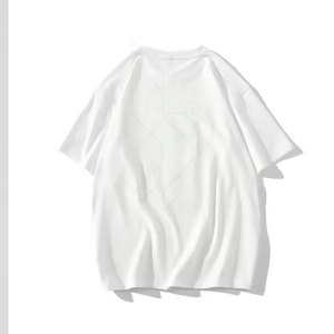 T-shirts en coton surdimensionnés personnalisés avec impression en relief, unisexes, à manches courtes, impression personnalisée, t-shirt décontracté pour femmes, fitness - Product Image 2