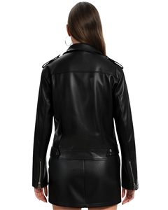 <b>Women</b> Faux Leather <b>Crop</b> <b>Jacket</b> Casual Zip Up Vintage Outerwear Wholesale Supplier - Product Image 6