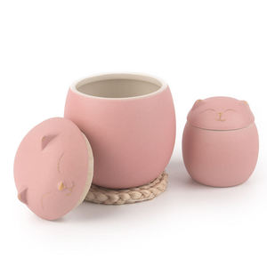 Pink Ceramic <b>Cat</b> Shaped Pet <b>Urn</b> Airtight Memorial Keepsake for <b>Cats</b> Modern Design - Product Image 3