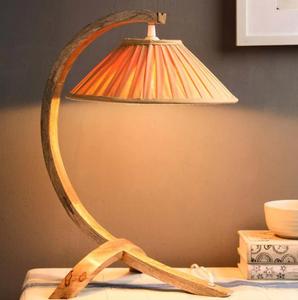 Scandinavian Wood Table Lamp with Beige Paper Cone Shade Warm White LED Light for Bedroom <b>Decorative</b> <b>Lighting</b> - Product Image 2