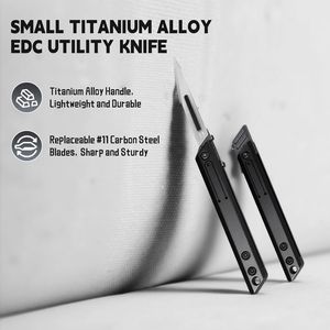 Couteau scalpel pliant en titane avec lames remplaçables, outil de précision pour la découpe, porte-clés EDC, outil de poche pour les travaux manuels en extérieur - Product Image 3