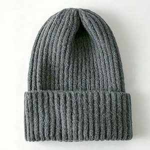 Bonnet en tricot noir uni 100% acrylique tricoté à la main Hiver Casual Adulte Unisexe 56-58CM - Product Image 5