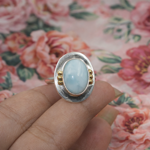Top quality Larimar Gemstone <b>Ring</b> 925 <b>Silver</b> Brass Beads Handmade <b>Statement</b> <b>Ring</b> Rose Gold Yellow Gold Plated Boho Jewelry Gift - Product Image 6