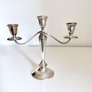 Five <b>taper</b> <b>candle</b> aluminum candelabra with refined curves for classic banquet tables and wedding decor - Product Image 4