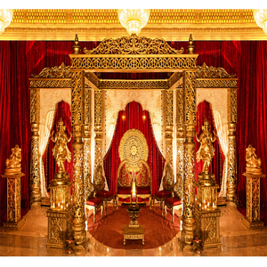 Indian Fiber Mandap <b>Wedding</b> Decoration Mandap Decoration Trendy Gold Carved <b>Wedding</b> Mandap Modern Square Mandap Setup - Product Image 1