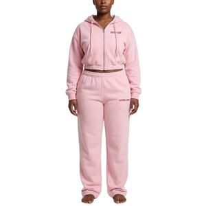 Ensemble de yoga pour femme : sweat à capuche court et pantalon taille haute à jambes larges, taille élastique, ensemble décontracté deux pièces pour le jogging - Product Image 1