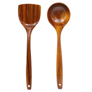 Ensemble de 2 cuillères à salade en bois d'acacia de haute qualité, ustensiles en bois pour servir la salade, à prix raisonnable - Product Image 6