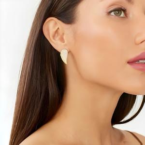 Exquisite Angels Wings Full Moissanite Stud <b>Earrings</b> 925 Sterling Silver Wedding Engagement Gift Party Wear Jewellery For Women - Product Image 3