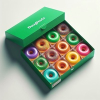 Boîtes de présentation de donuts écologiques en matériaux recyclés, pour pâtisseries et confiseries, avec gaufrage et pelliculage mat, pour chewing-gum