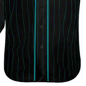 Men Black Aqua Pinstripe Teal White Baseball Jersey Button Front Team Shirt Performance <b>Athletic</b> Practice Game Uniform Wear - Product Image 6