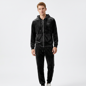 Conjunto Deportivo Unisex Negro, Chaqueta con Capucha y Cremallera, Pantalones Deportivos con Cintura Elástica, Manga Larga, Ropa Casual de Invierno - Product Image 6