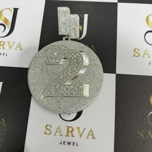 Joyería Fina, Plata S925, Colgante Personalizado con Moissanita VVS Grande, Certificado IGI, Collar con Nombre Estilo Hip Hop para Hombre - Product Image 4