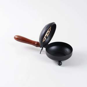 Bela Artisan Brass <b>Bakhoor</b> Burner Wooden Handle Indian Incense Charcoal Burner Black Metal Mabkhara <b>Oud</b> Burner Aromatic - Product Image 3