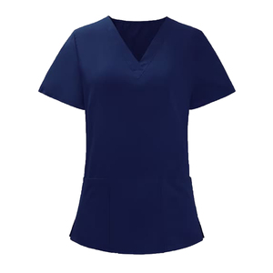 Pantalon de travail médical unisexe bleu marine en tricot avec cordon de serrage à la taille pour le personnel médical - Product Image 2