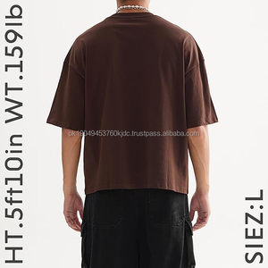 T-shirt court et ample pour homme – Coton épais 300 GSM, coupe oversize streetwear à épaules tombantes - Product Image 3