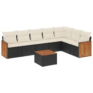 Conjunto de Sofás de Jardín de Ratán PE Color Crema Blanco Grande en Color Negro - Product Image 2