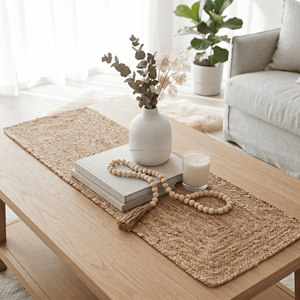 13 x 60 Inches Natural Jute <b>Table</b> <b>Runner</b> – Bohemian Woven Dining <b>Table</b> <b>Runner</b> for Rustic & Natural Home Decor - Product Image 2