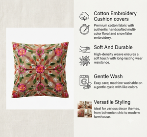 Housse de coussin en coton brodée de fleurs, confortable, 45x45 cm, pour la décoration de la maison et de l'hôtel, achat en gros directement auprès du fournisseur - Product Image 4