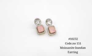 10232 Moissanite Kundan <b>Earrings</b> Doublet stone Mehandi Plated <b>Stud</b> <b>Earrings</b> Zircon Inlay Geometric Jewelry for Party Wedding - Product Image 3