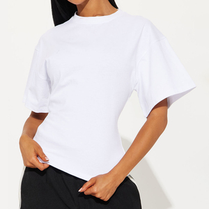 T-shirt de course pour femme à manches courtes, coupe régulière, col rond, respirant, 100 % coton, avec fermeture éclair au dos, qualité supérieure - Product Image 1