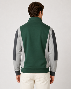 Sweat à capuche zippé pour homme, en polaire d'hiver, coupe oversize à épaules tombantes, color block, avec logo brodé personnalisé et appliqué, 100% coton, OEM - Product Image 3