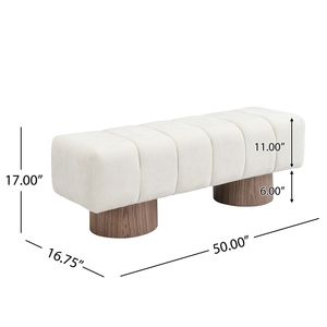 Beige Chenille Upholstered Dining Bench for Dining Room No Assembly Required <b>End</b> <b>Bed</b> Entryway Bench Ottoman for Room Furniture - Product Image 3