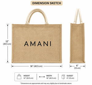 กระเป๋าช้อปปิ้งผ้ากระสอบขนาดใหญ่ Amani ทนทาน พร้อมพิมพ์โลโก้ด้วยผ้าไหม มีหูหิ้วสะพายไหล่ ความจุเยอะ เหมาะสำหรับใช้ในชีวิตประจำวัน - Product Image 2