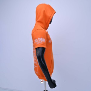 Mash Mindset <b>Men's</b> Orange Hooded Short Sleeve Sweatshirt Fleece Cotton Casual Streetwear <b>Pullover</b> with Front Pocket <b>Mens</b> Hoodies - Product Image 4