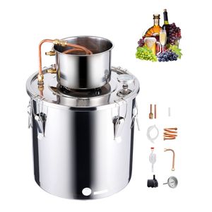 Kit di Fermentazione per Birra Fatta in Casa da 8 Galloni/30 L in Acciaio Inossidabile con Distillatore d'Acqua e Alcol con Serpentina in Rame, Distillatore per Raffinazione Domestica - Product Image 1
